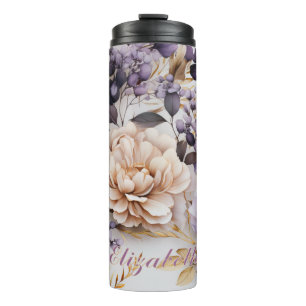 Garrafa Térmica Tumbler Dourado Roxo Personalizado com Nome