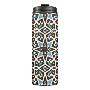 Garrafa Térmica Tumbler Geométrico Azul e Castanho