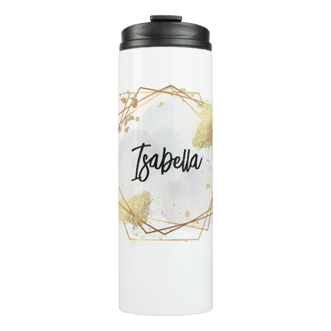 Garrafa Térmica Tumbler geométrico geométrico branco personalizado (Frente)