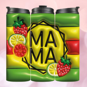 Garrafa Térmica Tumbler Inflado 3D - Mamãe de Verão em Quadro Frut