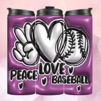 Garrafa Térmica Tumbler Inflado em 3D - Baseball de Paz e Amor