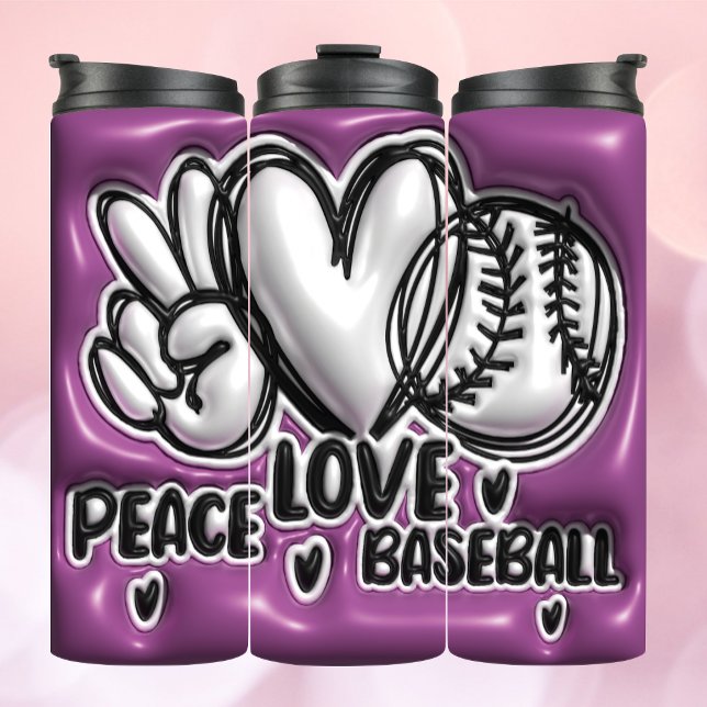 Garrafa Térmica Tumbler Inflado em 3D - Baseball de Paz e Amor (Criador carregado)