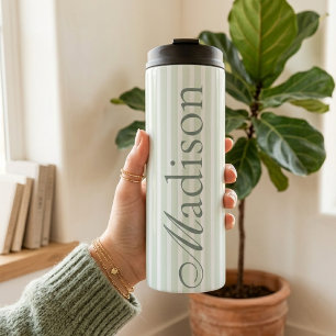 Garrafa Térmica Tumbler Listrado com Nome Personalizado para Mãe e