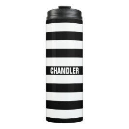 Garrafa Térmica Tumbler listrado preto e branco personalizado