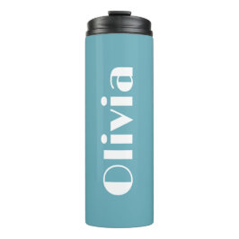 Garrafa Térmica Tumbler Nome Personalizado Retro Verde Turquesa /