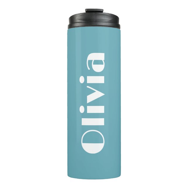 Garrafa Térmica Tumbler Nome Personalizado Retro Verde Turquesa /  (Frente)