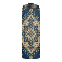 Tumbler Persa Medalhão Vintage Azul Ouro