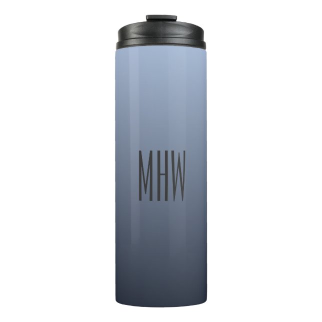 Garrafa Térmica Tumbler personalizado de gradiente de Cinza azul (Frente)