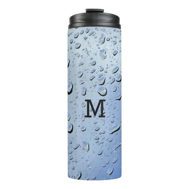 Garrafa Térmica Tumbler personalizado de monograma "Raindrops" (Frente)
