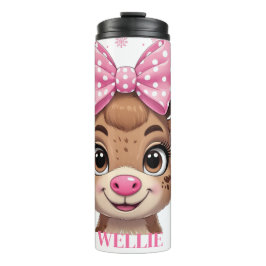 Garrafa Térmica Tumbler Personalizado de Natal com Rena e Laço par