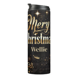 Garrafa Térmica Tumbler Personalizado de Natal Dourado Leopardo