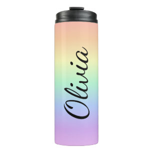 Garrafa Térmica Tumbler Personalizado Divertido   Pastel Rainbow T