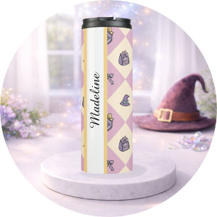 Garrafa Térmica Tumbler Rosa de Menina Personalizada Livresca Feit