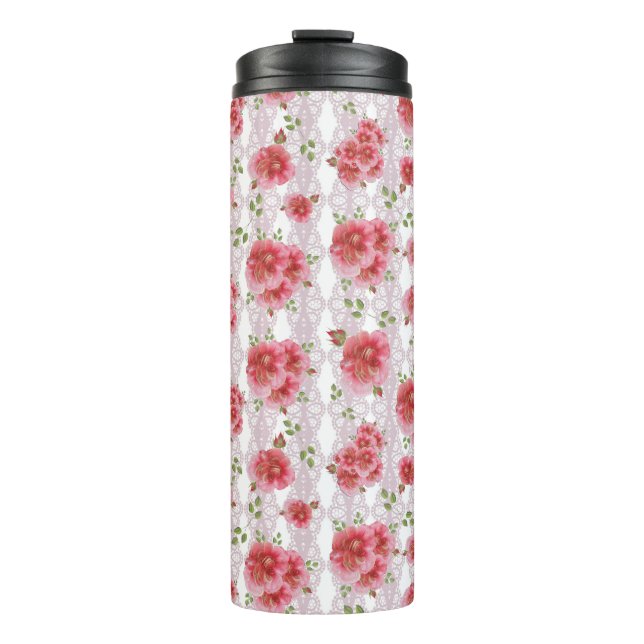 Garrafa Térmica Tumbler Rosa Shabby Chic (Frente)