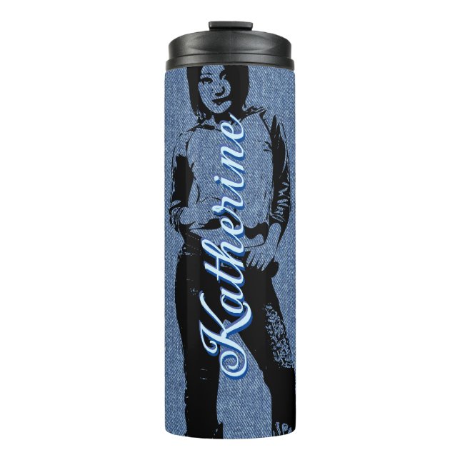 GARRAFA TÉRMICA TUMBLER TERMAL DE COWGIRL DENIM PERSONALIZADO (Frente)