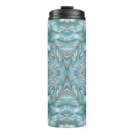 Garrafa Térmica Tumbler Termal Floral Branco Teal