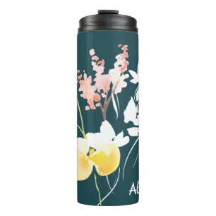 Garrafa Térmica Tumbler Termal Floral Moderno de Aquarela