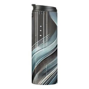 Garrafa Térmica Tumbler térmico Abstrato azul e prateado futurista