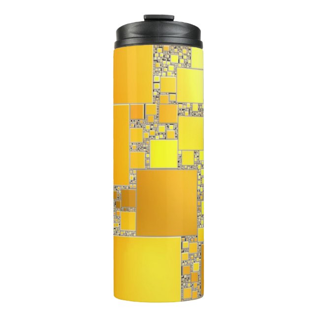 Garrafa Térmica Tumbler térmico amarelo e laranja ao quadrado (Frente)