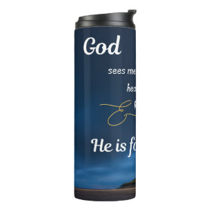 Garrafa Térmica Tumbler Térmico - Azul - Deus Me Vê