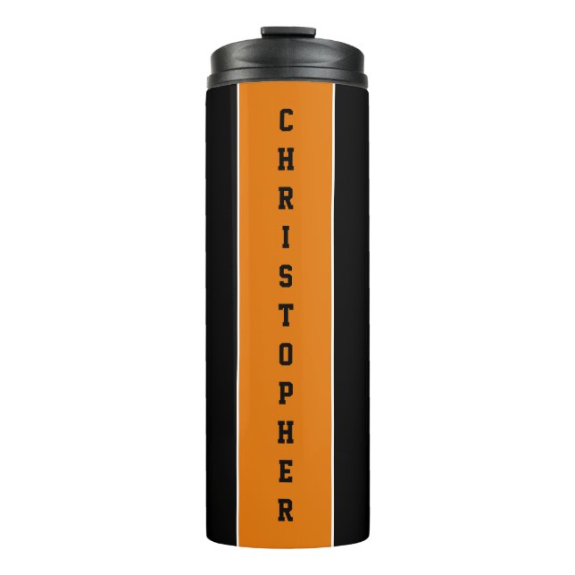 Garrafa Térmica Tumbler térmico Black Orange Stripe Personalizado (Frente)