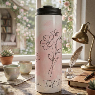 Garrafa Térmica Tumbler Térmico Borboleta Floral