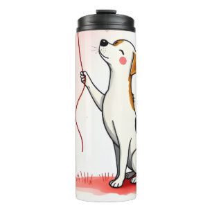 Garrafa Térmica Tumbler Térmico Cachorro Cachorrinho Corações Verm
