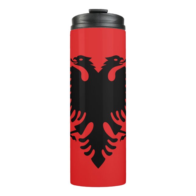 Garrafa Térmica Tumbler térmico com bandeira da Albânia (Frente)