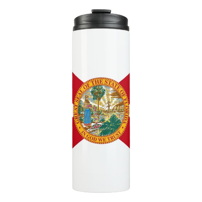Garrafa Térmica Tumbler térmico com bandeira da Flórida, EUA (Frente)