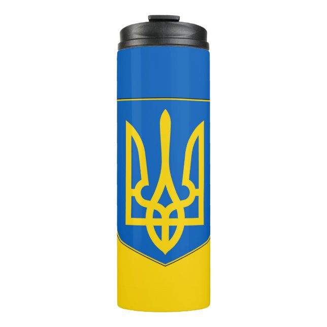 Garrafa Térmica Tumbler térmico com bandeira da Ucrânia (Frente)