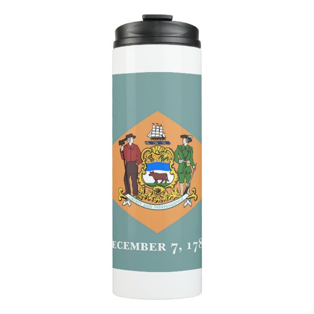 Garrafa Térmica Tumbler térmico com bandeira de Delaware, EUA (Frente)