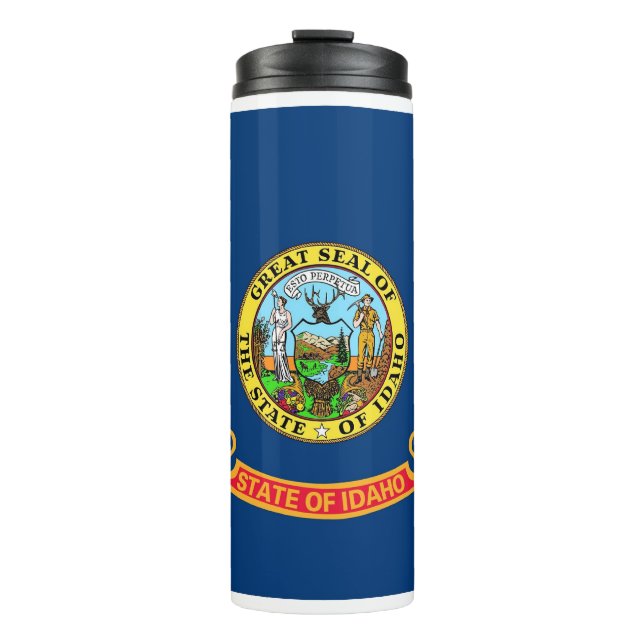 Garrafa Térmica Tumbler térmico com bandeira de Idaho, EUA (Frente)