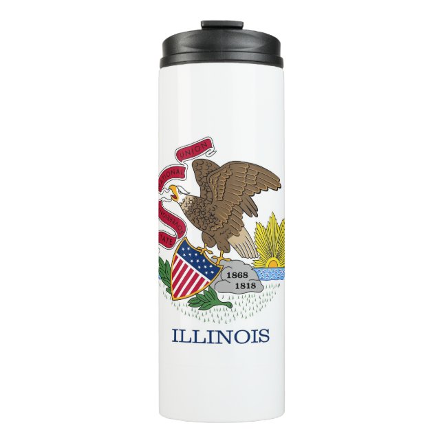 Garrafa Térmica Tumbler térmico com bandeira de Illinois, EUA (Frente)