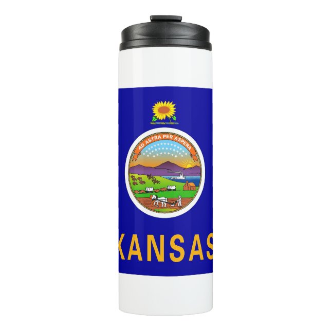 Garrafa Térmica Tumbler térmico com bandeira de Kansas, EUA (Frente)