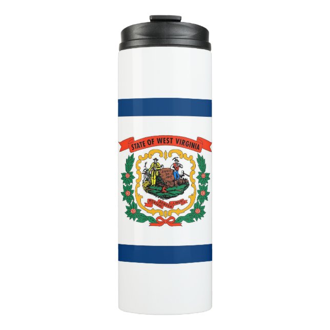 Garrafa Térmica Tumbler térmico com bandeira de West Virginia, EUA (Frente)