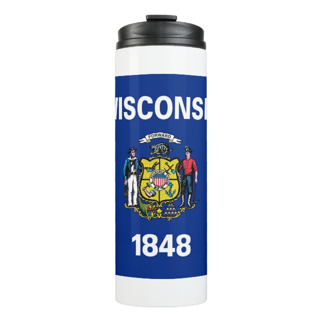 Garrafa Térmica Tumbler térmico com bandeira de Wisconsin, EUA (Frente)