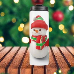 Garrafa Térmica Tumbler térmico com boneco de neve de Natal 3D