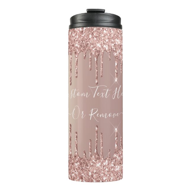 Garrafa Térmica Tumbler Térmico com Brilho em Dourado Rosa Present (Frente)