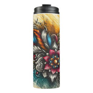 Garrafa Térmica Tumbler térmico com design de esboço manual