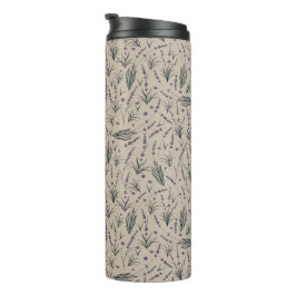 Garrafa Térmica Tumbler Térmico com Padrão Botânico de Lavanda