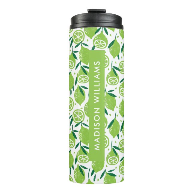 Garrafa Térmica Tumbler Térmico da Fruta do Monograma de Script (Frente)