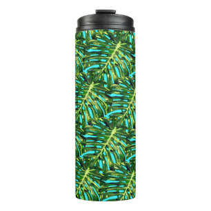 Garrafa Térmica Tumbler térmico das folhas tropicais verdes