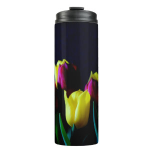Garrafa Térmica Tumbler térmico das tulipas amarelas e púrpuras