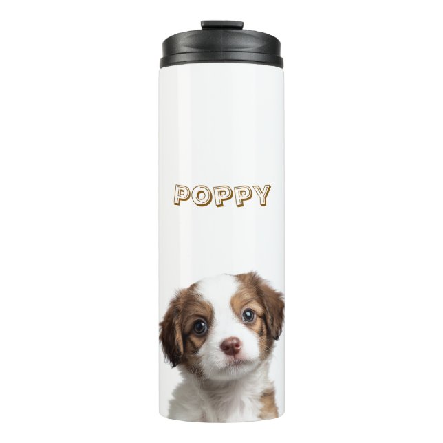 Garrafa Térmica Tumbler Térmico de Cachorro Personalizado - Nome P (Frente)
