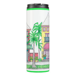 Garrafa Térmica Tumbler Térmico de Compro de praia tropical; Verde
