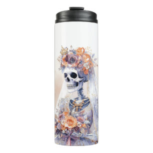 Garrafa Térmica Tumbler térmico de esqueleto de Halloween assustad