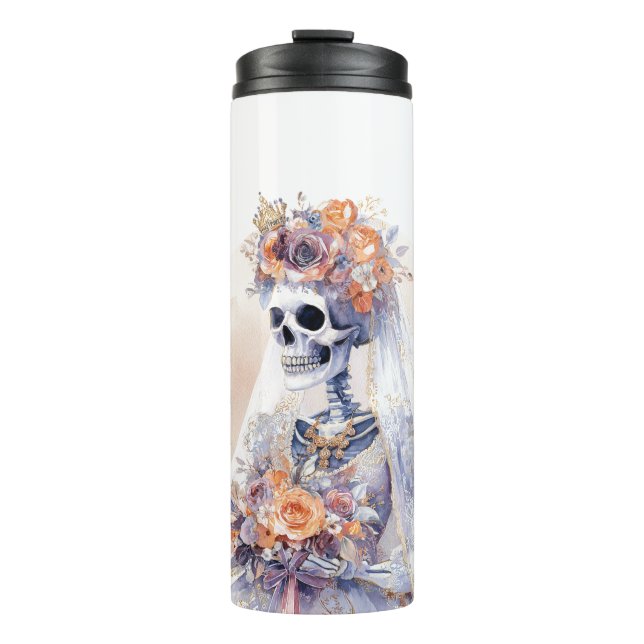 Garrafa Térmica Tumbler térmico de esqueleto de Halloween assustad (Frente)