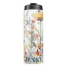 Tumbler Térmico de Flores Silvestres Boho Personal