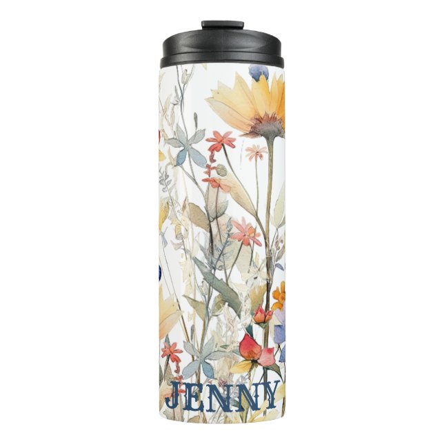 Garrafa Térmica Tumbler Térmico de Flores Silvestres Boho Personal (Frente)