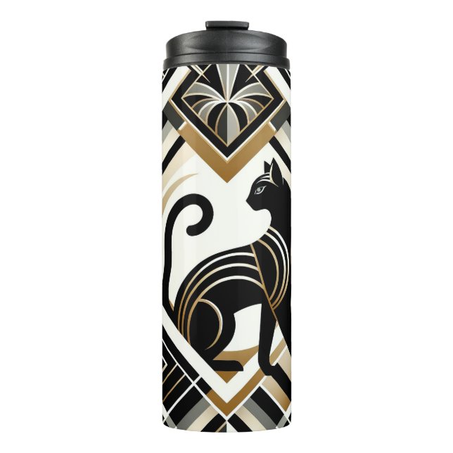 Garrafa Térmica Tumbler Térmico de Gato Decorativo do Abstrato mod (Frente)